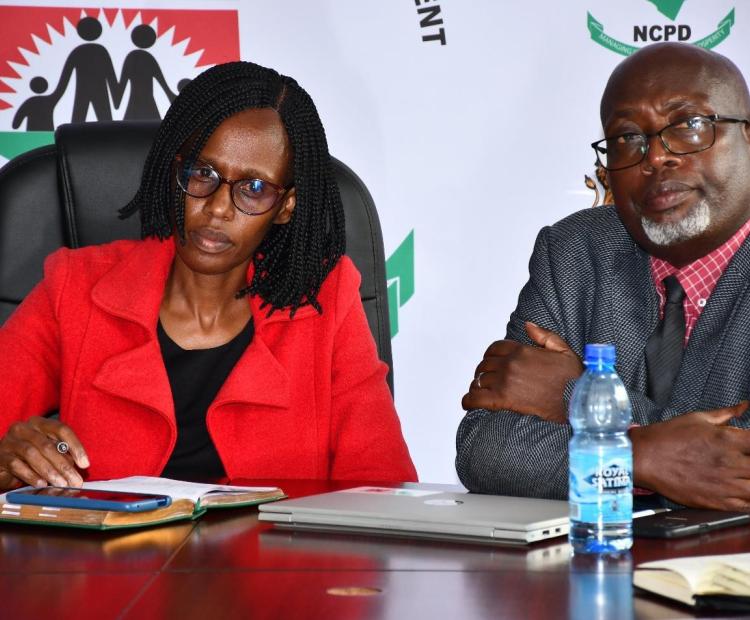 Dr. Isabella Kiplagat, ( Left) Director, Policy, Programmes and Partnerships at NCPD making her opening remarks during the TRITA students study tour at NCPD head Office in Nairobi.